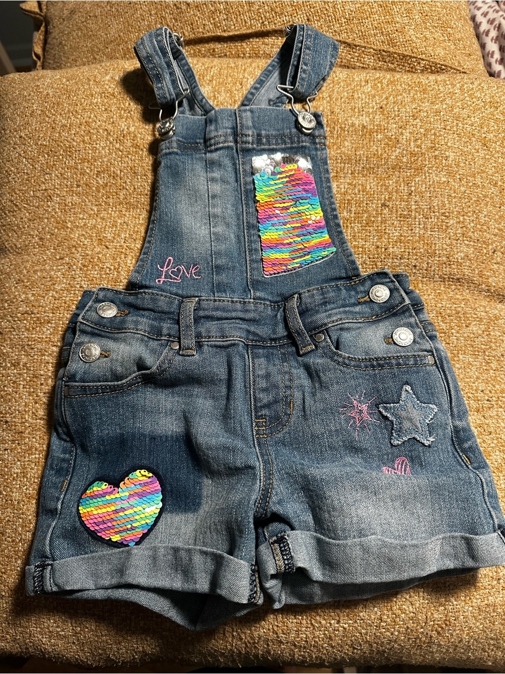 XS Girls Denim Overall Shorts